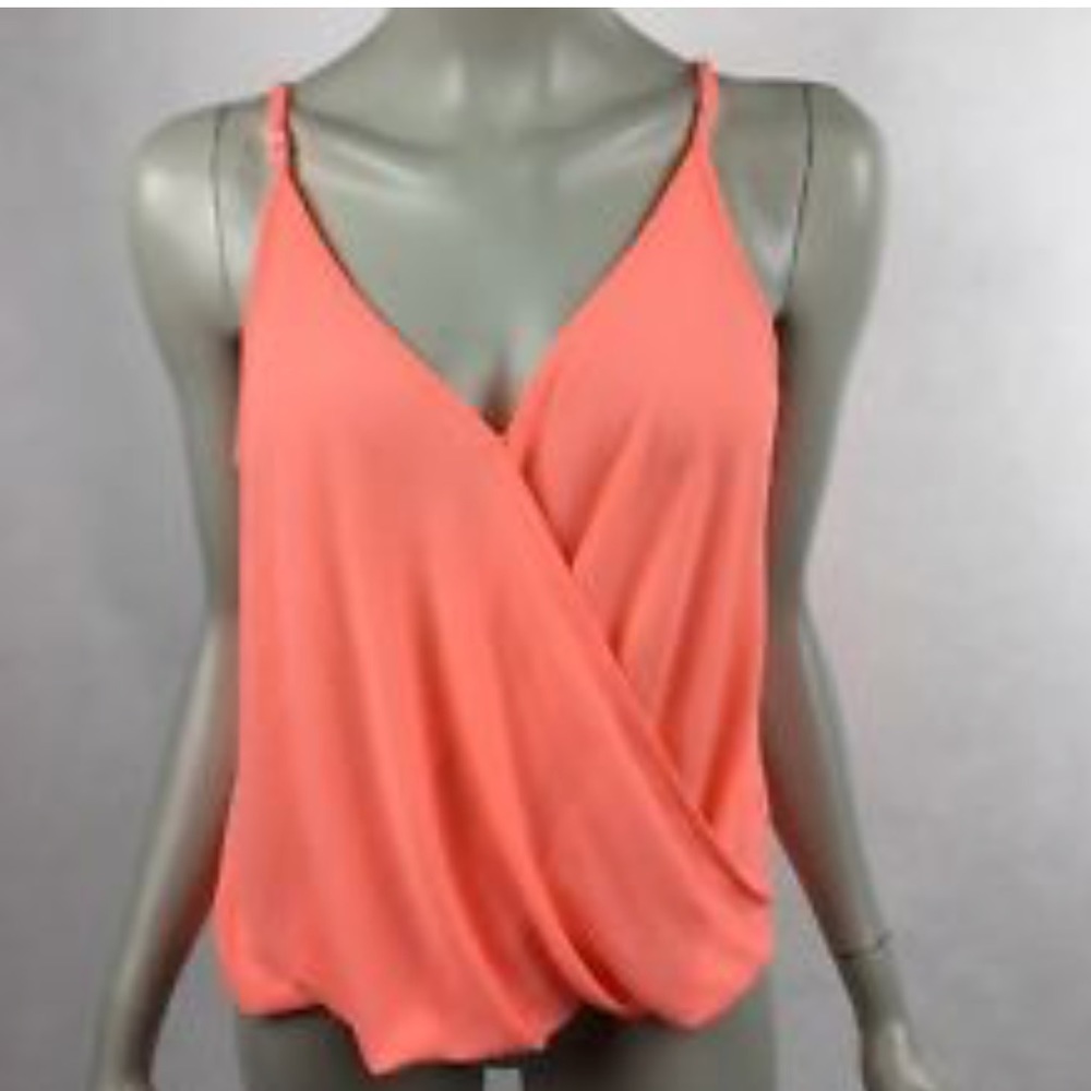 Lush coral faux wrap tank